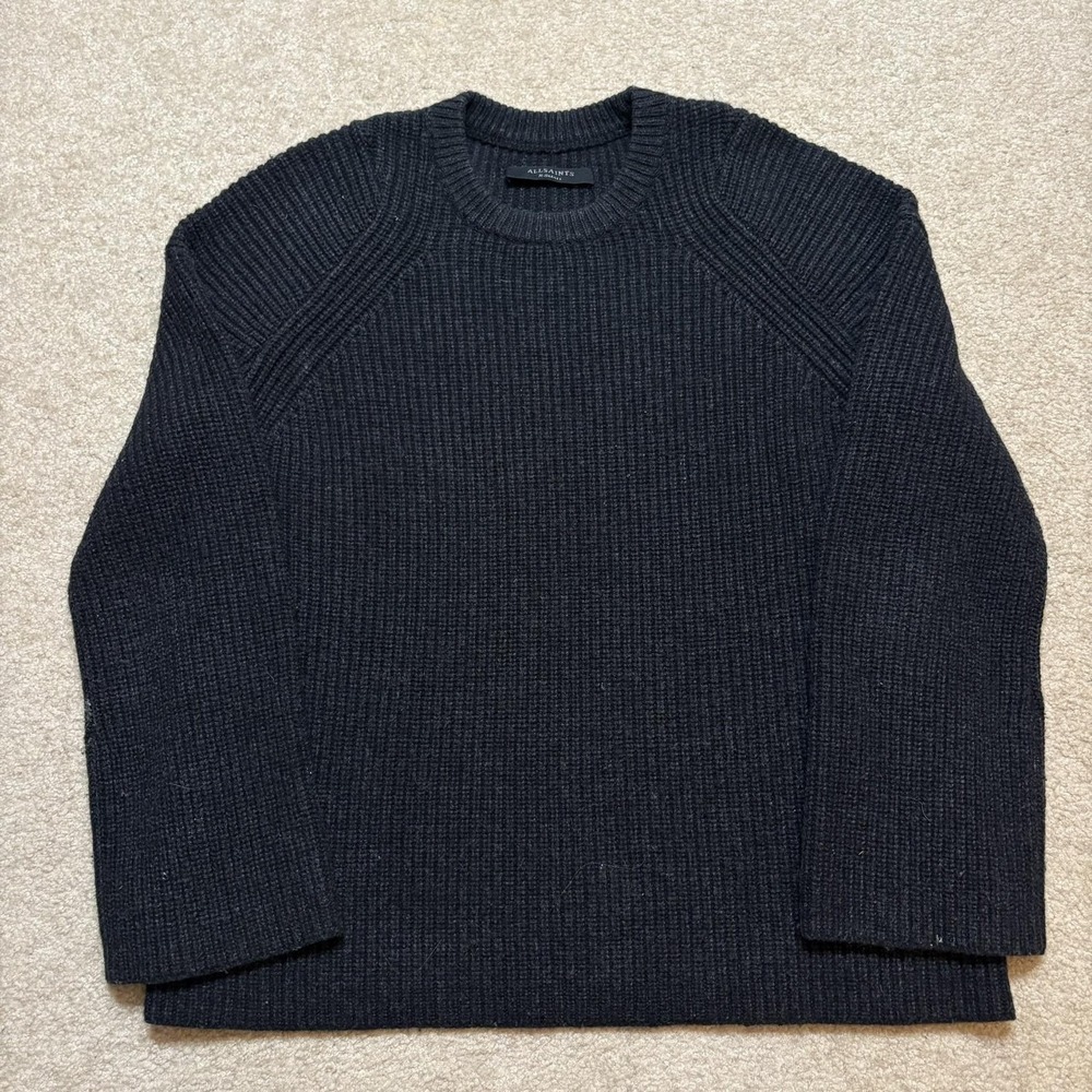 AllSaints Sweater Women's XS Gray Wool Alpaca Chunky Knit Crewneck Jago Pullover